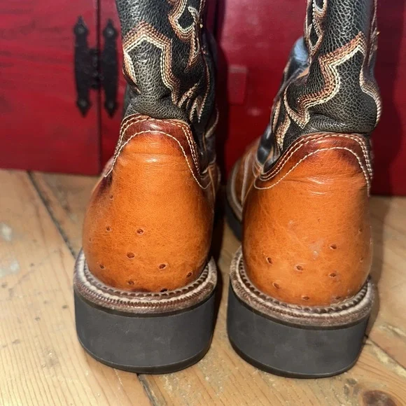 Ariat Pro Baby Ostrich leather cowboy boots. Women’s size 7 cognac green - Picture 3 of 12
